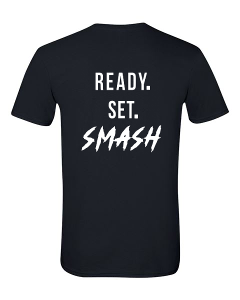 Ready. Set. Smash Men’s Shirt (Back Of Shirt)